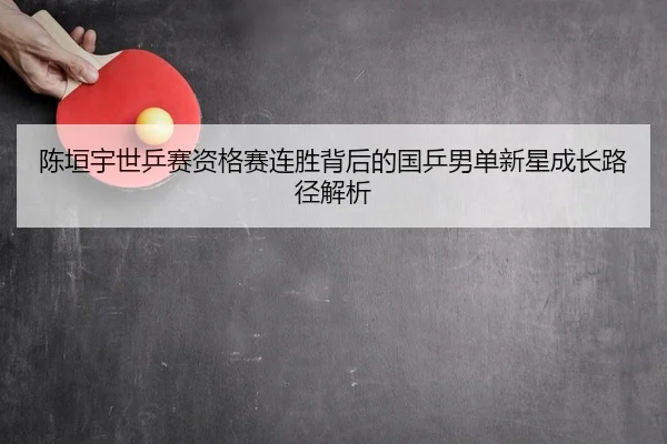 陈垣宇世乒赛资格赛连胜背后的国乒男单新星成长路径解析